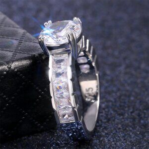 Trendy Watch Band Shiny Zircon Radiant Cut Wedding Rings for Women, EVGG1379